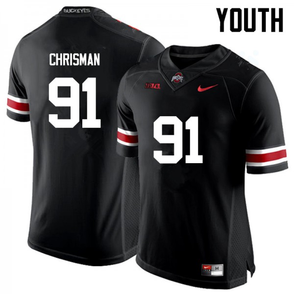 Ohio State Buckeyes #91 Drue Chrisman Youth Stitched Jersey Black OSU20585